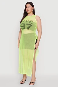 Womens Plus NYC 97 Fishnet Maxi Top,