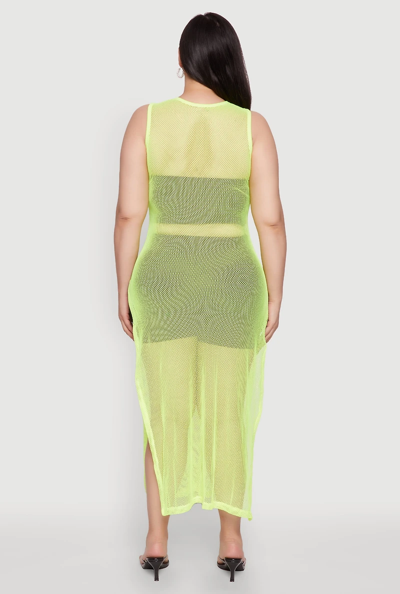 Womens Plus NYC 97 Fishnet Maxi Top,