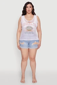 Plus Brooklyn Graphic Fishnet Tank Top