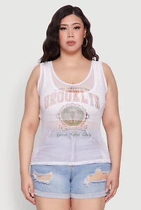 Plus Brooklyn Graphic Fishnet Tank Top
