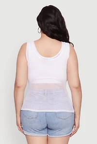 Plus Brooklyn Graphic Fishnet Tank Top