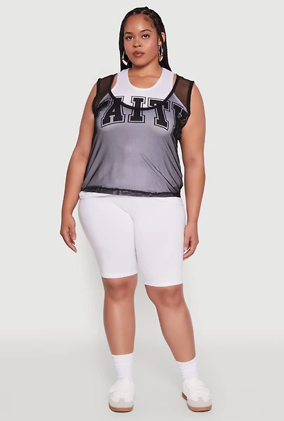 Womens Plus Size Faith Graphic Lined Tank Top, Multi, Size 1X