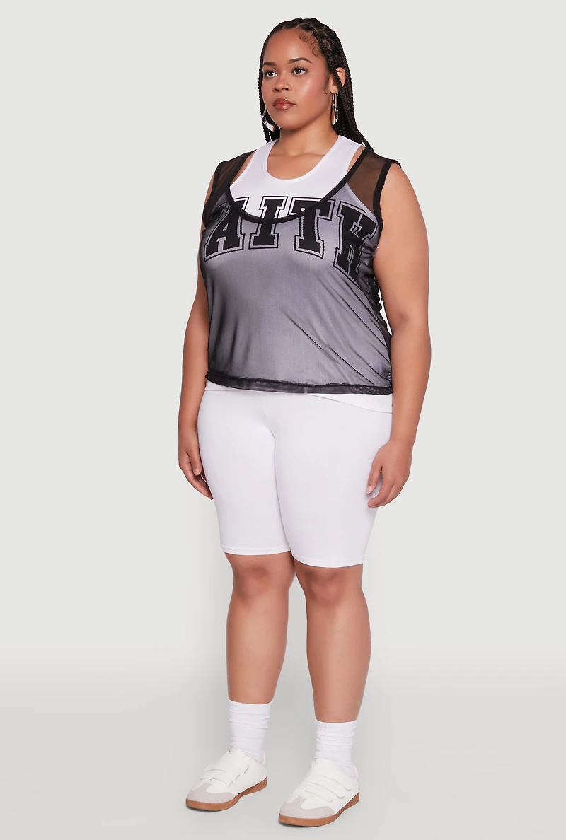 Plus Faith Graphic Lined Tank Top