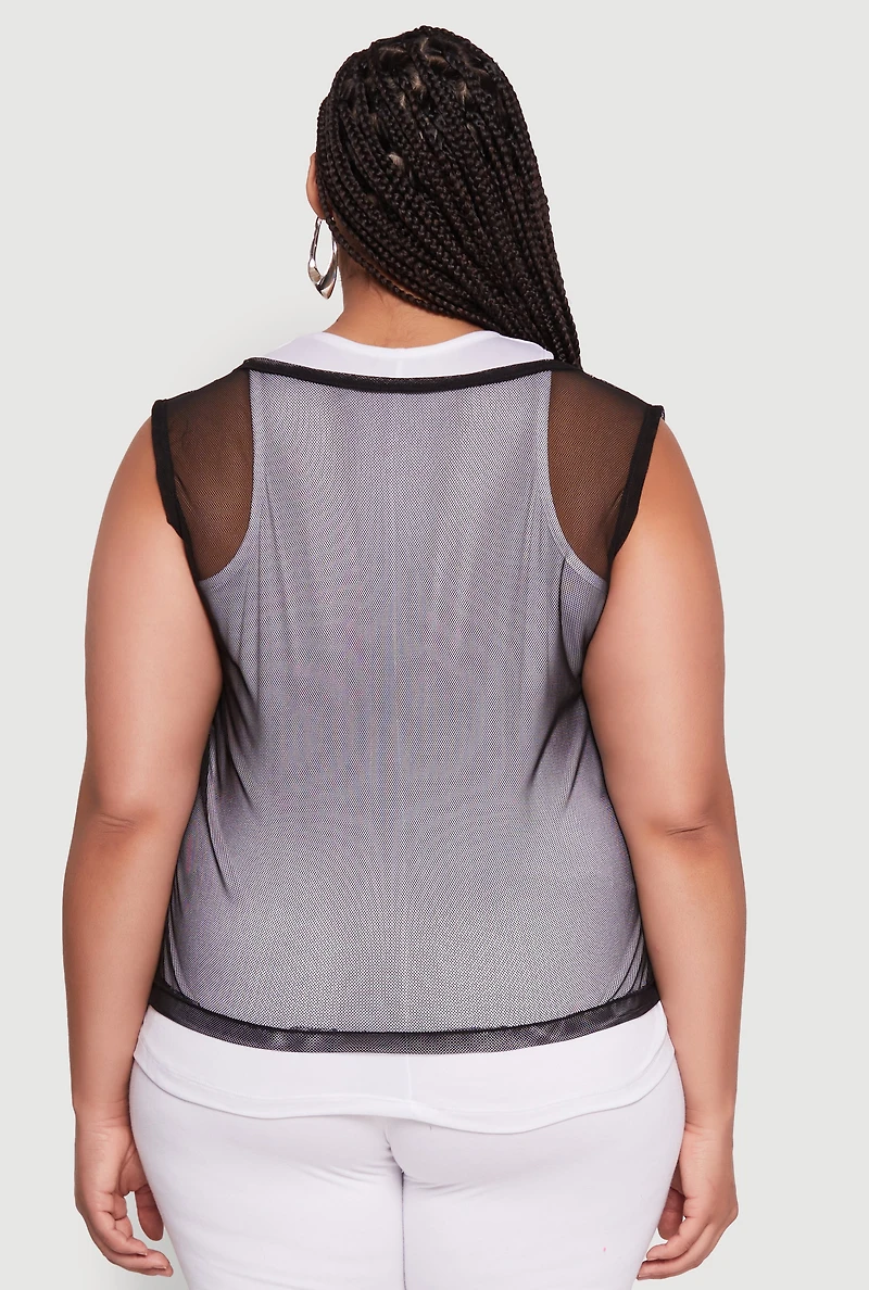 Womens Plus Faith Graphic Lined Tank Top, Multi,