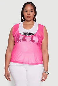 Womens Plus Size Faith Graphic Lined Tank Top, Multi, Size 3X
