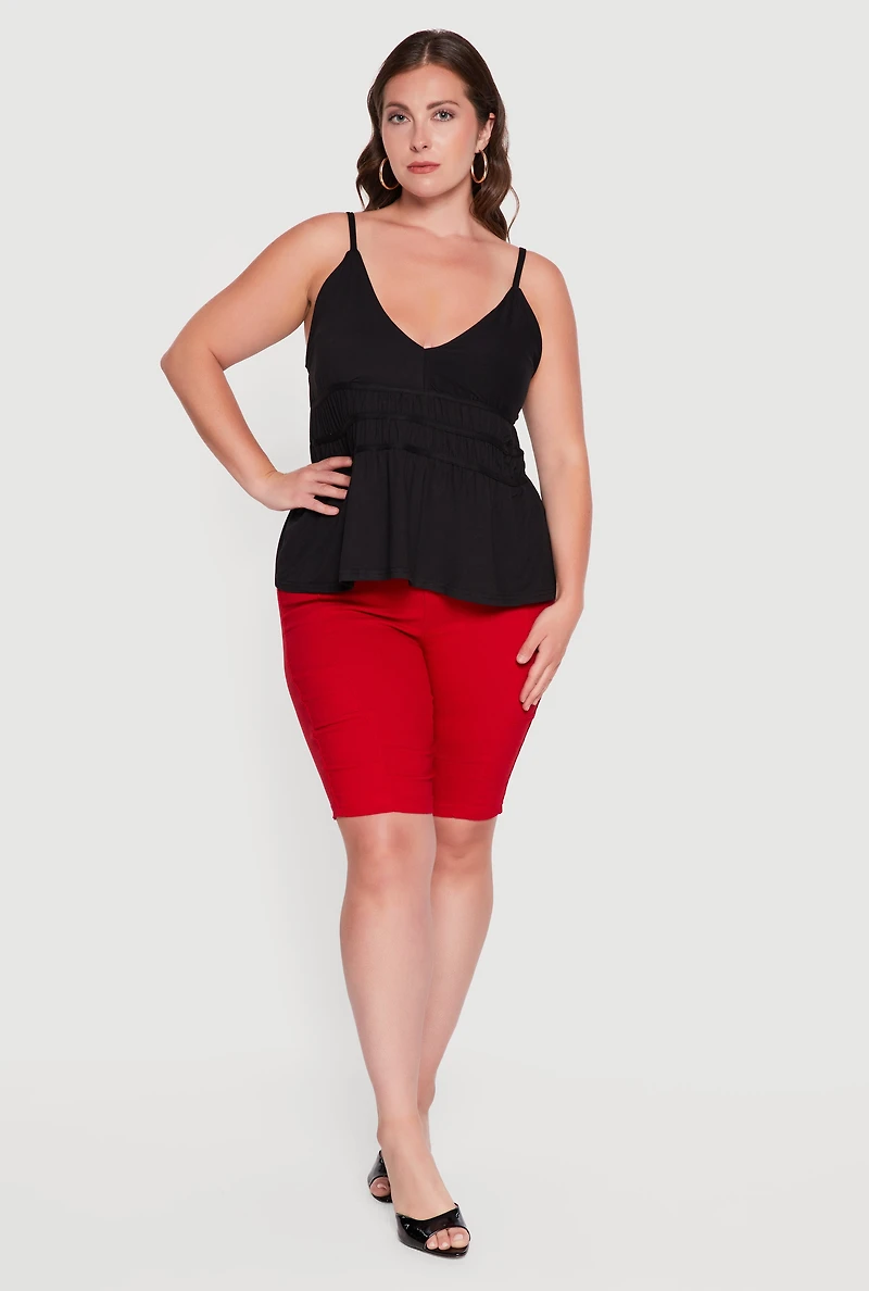 Plus V Neck Peplum Top