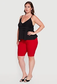 Plus V Neck Peplum Top