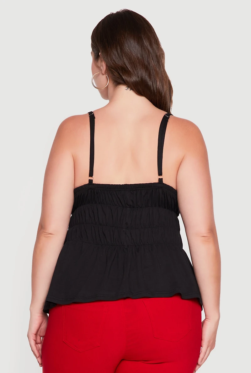Plus V Neck Peplum Top