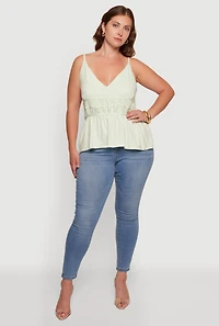 Plus V Neck Peplum Top