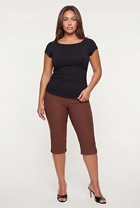 Plus Square Neck Side Ruched Tee
