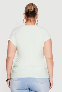 Plus Square Neck Side Ruched Tee