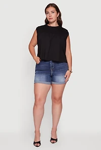 Plus Ruched Shoulder Smocked Detail Blouse