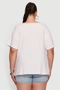 Plus Boat Neck Shark Bite Hem Oversized Top