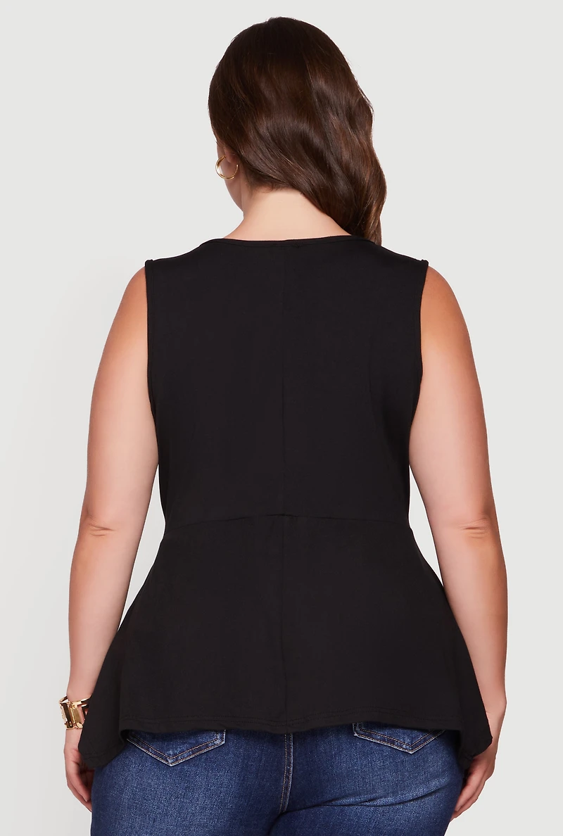 Plus Cowl Neck Sleeveless Blouse