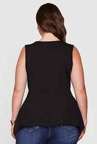 Plus Cowl Neck Sleeveless Blouse