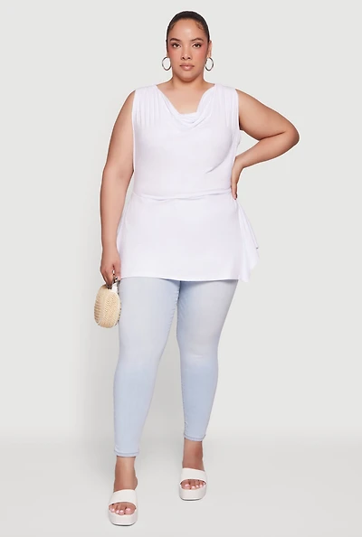 Plus Cowl Neck Sleeveless Blouse
