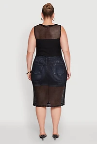 Womens Plus Fishnet Side Slit Maxi Cover Up,