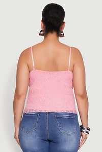 Womens Plus Lace Overlay Cami, 1X