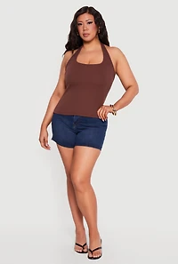 Plus Ribbed Knit Halter Top