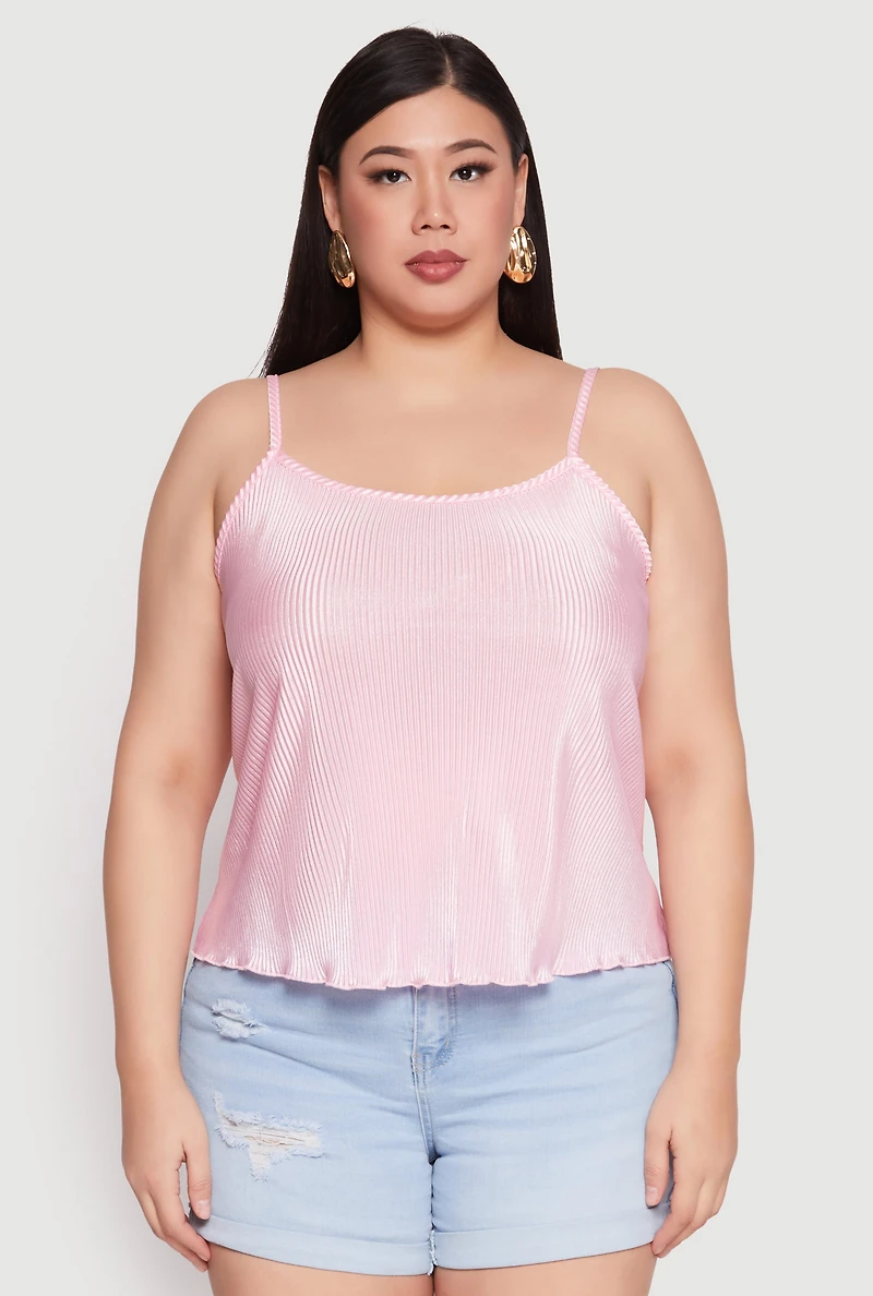 Womens Plus Plisse Cami,