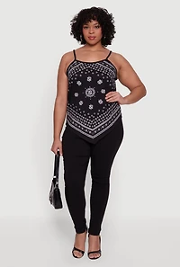 Plus Bandana Print Handkerchief Hem Cami Top