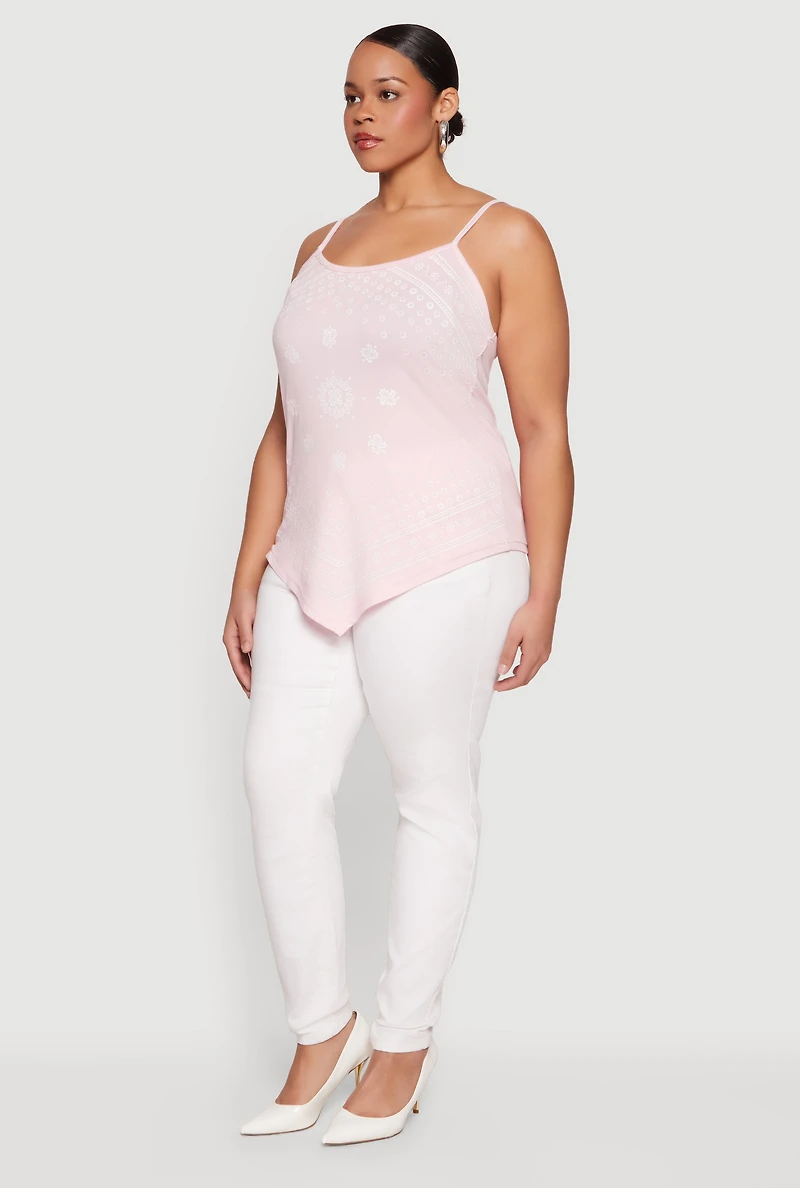 Plus Bandana Print Handkerchief Hem Cami Top