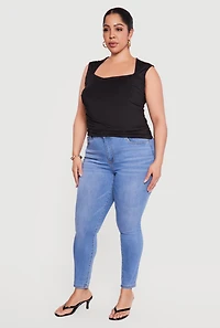 Plus Sleeveless Square Neck Ruched Top