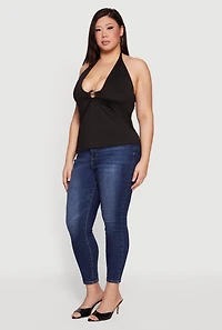 Plus Metallic O-Ring Keyhole Halter Top