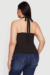 Plus Metallic O-Ring Keyhole Halter Top