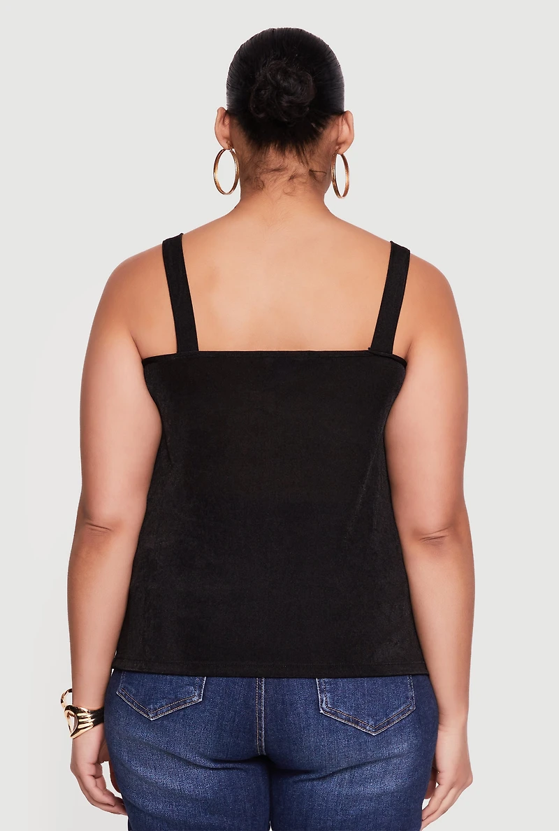 Plus Metallic Chain Strap Sleeveless Blouse