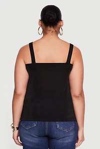 Plus Metallic Chain Strap Sleeveless Blouse