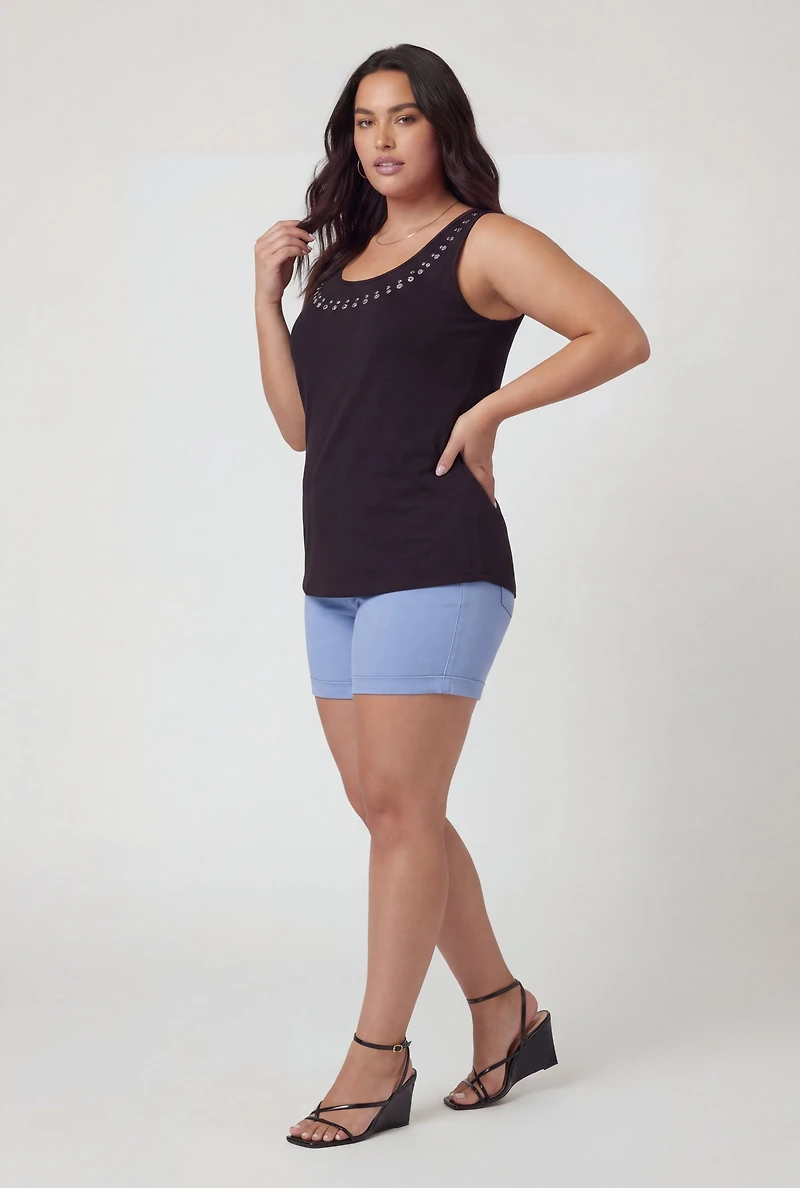 Plus Scoop Neck Studded Tank Top