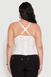Womens Plus Size Faux Fur Sweetheart Bustier Top, White, Size 1X