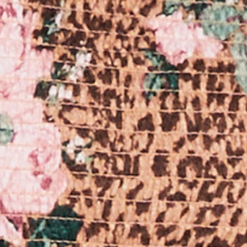 Plus Smocked Square Neck Floral Animal Print Top