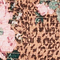 Plus Smocked Square Neck Floral Animal Print Top