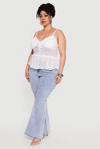 Plus Lace Lettuce Edge Ruffle Hem Top