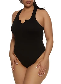 Plus Seamless Notch Neck Racerback Tank Bodysuit