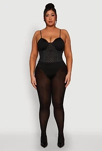 Womens Plus Rhinestone Ruched Padded Bustier Bodysuit,