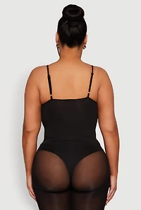 Womens Plus Rhinestone Ruched Padded Bustier Bodysuit,