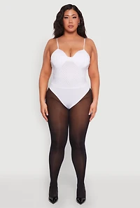 Plus Rhinestone Ruched Padded Bustier Bodysuit