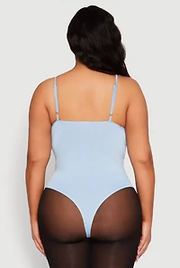 Womens Plus Rhinestone Ruched Padded Bustier Bodysuit,
