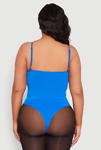Womens Plus Size Rhinestone Bustier Bodysuit, Blue, Size 2X