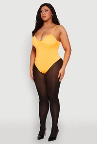 Womens Plus Size Rhinestone Bustier Bodysuit, Orange, Size 3X