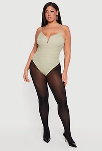 Plus Textured Knit Sweetheart Notch Neck Bodysuit