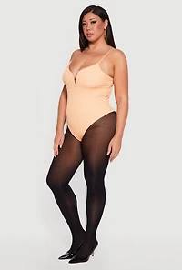 Plus Textured Knit Sweetheart Notch Neck Bodysuit