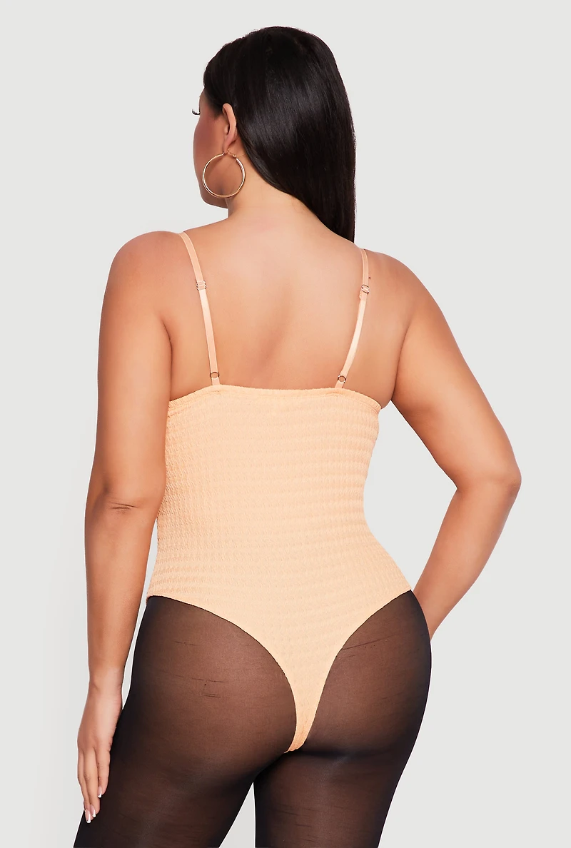 Plus Textured Knit Sweetheart Notch Neck Bodysuit