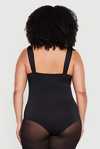 Pus Abstract Metallic Strap Detail Cowl Neck Bodysuit