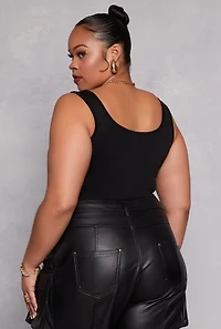 Womens Plus Square Neck Tank Bodysuit, 1X-2X