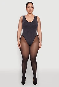 Womens Plus Mineral Wash Tank Bodysuit, 1X-2X