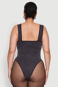 Womens Plus Mineral Wash Tank Bodysuit, 1X-2X